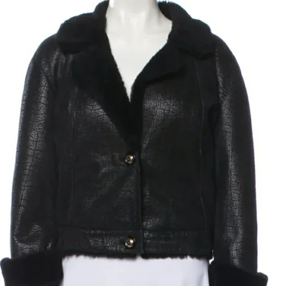 NWOT MARC JACOB'S BLACK π€ SHORT SHEARLING JACKET SZ MEDIUM ..... - Picture 4 of 11